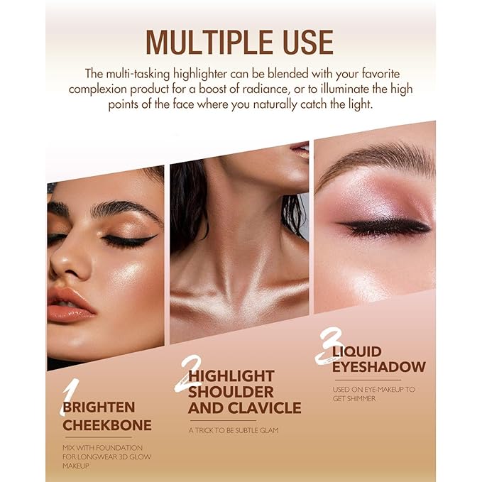 Blush Stick, Cream Blush Stick for Cheeks & Lips, Blendable Long-Lasting Multi-Use Contour Stick & Highlighter Makeup (#5 HIGHLIGHT)