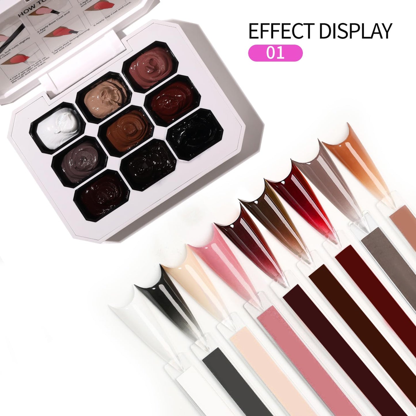 Ombre Gel Polish Nail Sponges for Ombre 9 Series Colorful Blush Effect Gradient painting gel ombre & pat paint for nails Multistyle French Manicure Nail Art DIY Home (A6, 1)