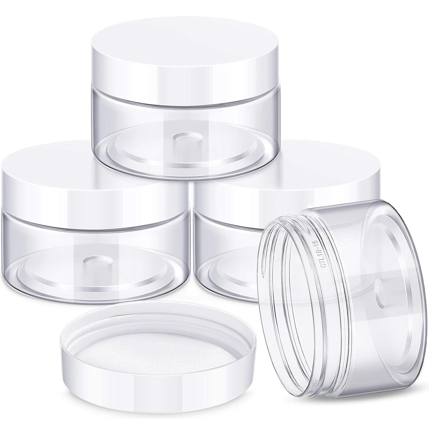 Patelai 4 Pieces Round Wide-mouth Leak Proof Plastic Container Jars with Lids for Travel Storage Makeup Beauty Products Face Creams Oils Salves Ointments DIY Making(4 Ounce,White)