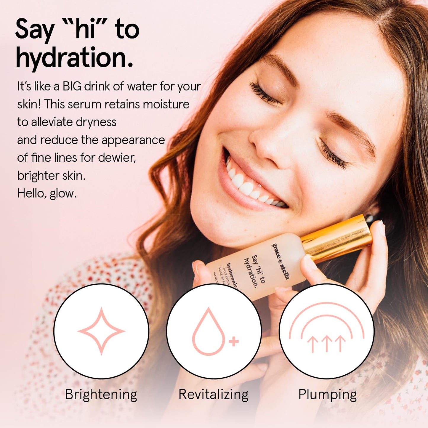 grace & stella Award Winning Hyaluronic Acid Face Serum (50ml/1.7 fl oz) Removes Fine Lines & Wrinkles, Hydrating Hyaluronic Acid Serum for Face, Acido Hialuronico for Women - Vegan Skincare (2-Pack)