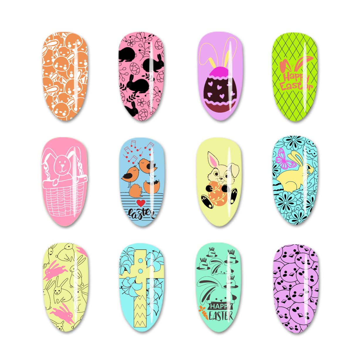 Easter Nail Stamping Plates Cute Bunny Nail Stamping Plate Chick Easter Eggs Designs Nail Art Stamping Template Easter Rabbit Manicure Decorations Supplies 1Pcs