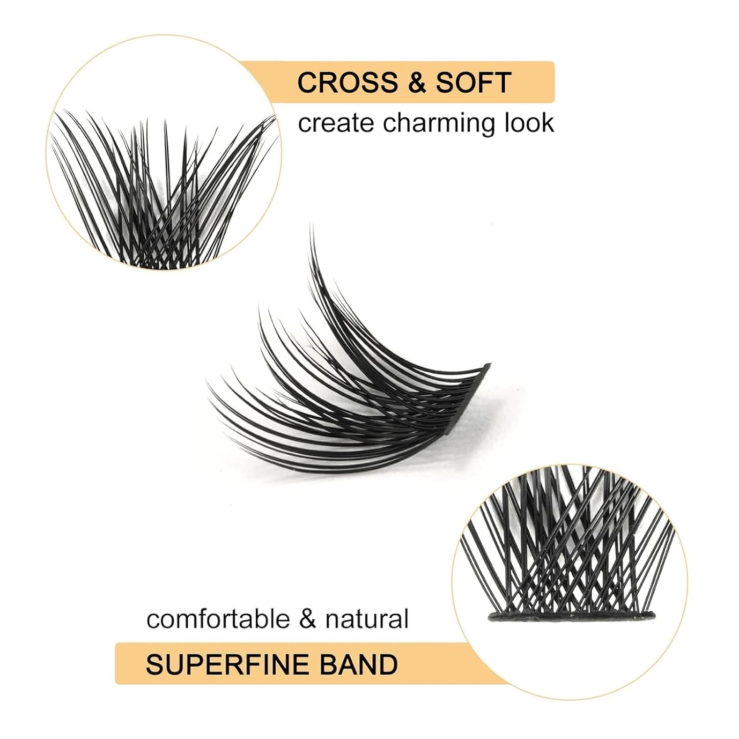 QUEWEL Cluster Lashes 72 Pcs Wide Stem Individual Lashes C/D Curl 8-16mm Length DIY Eyelash Extension False Eyelashes Soft for Personal Makeup Use at Home (H03-C-10)