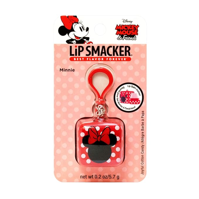 Lip Smacker Disney Minnie Mouse Cube Flavored Lip Balm, Minnie Joyful Cotton Candy, Clear, For Kids (Pack of 3)
