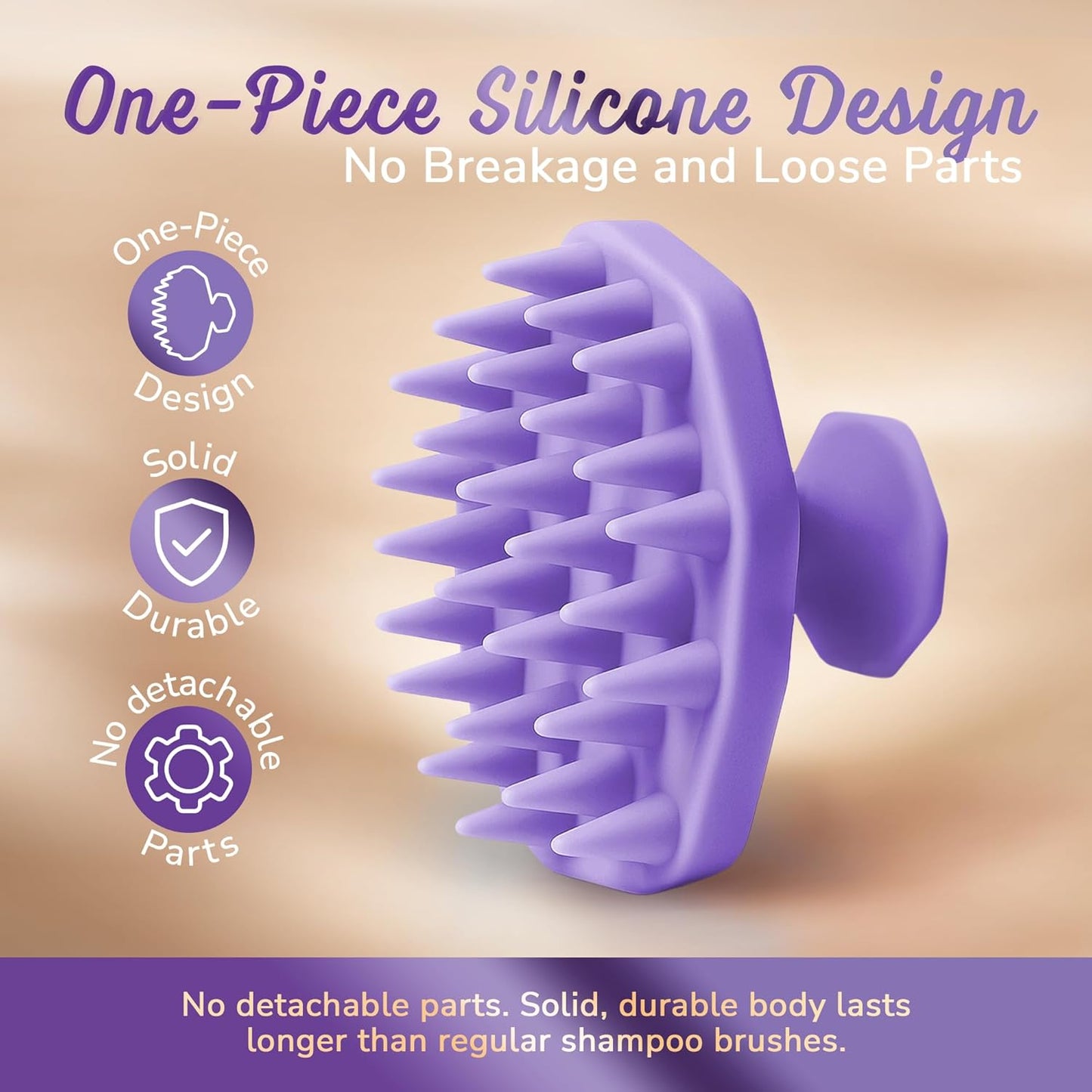 Silicone Scalp Scrubber - Massage Shampoo Brush, Soft Bristles for Hair Growth & Dandruff Removal - Ergonomic Design, Wet & Dry Use, Deep Cleansing Scalp Exfoliator for All Hair Types - Purple