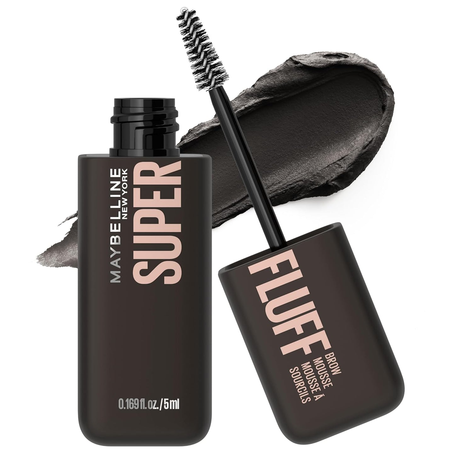 Maybelline Superfluff Volumizing Brow Mousse, All Day Tinted Brow Gel For Soft Full Brows, Black, 1 Count