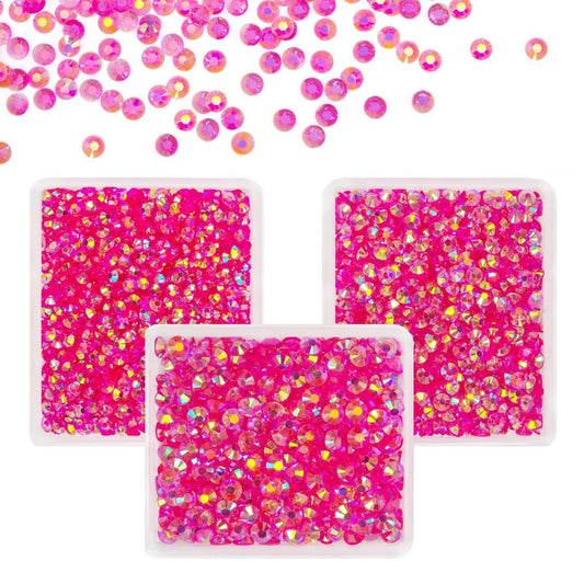 Transparent Rose Pink AB Jelly Resin Rhinestones for Crafting 3mm 4mm 5mm 6mm Clear Hot Pink Flatback Stones Diamonds Crystals Gems Charms for Nails Face Eyes Makeup Tumblers Bottles DIY Crafts
