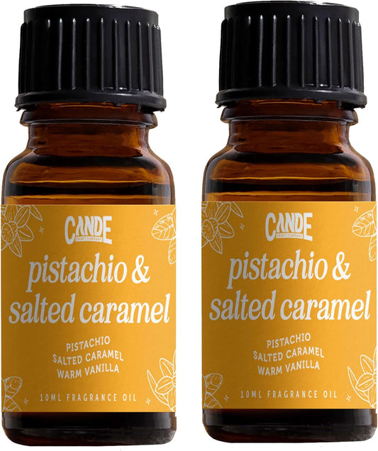 CANDECraftCo Premium Fragrance Oil – Diffuser Oils Fragrances Scented for Home, Candle Soap Making Supplies, Aromatherapy Blends for House (0.34 Fl Oz) (2-Pack, Pistachio & Salted Caramel)