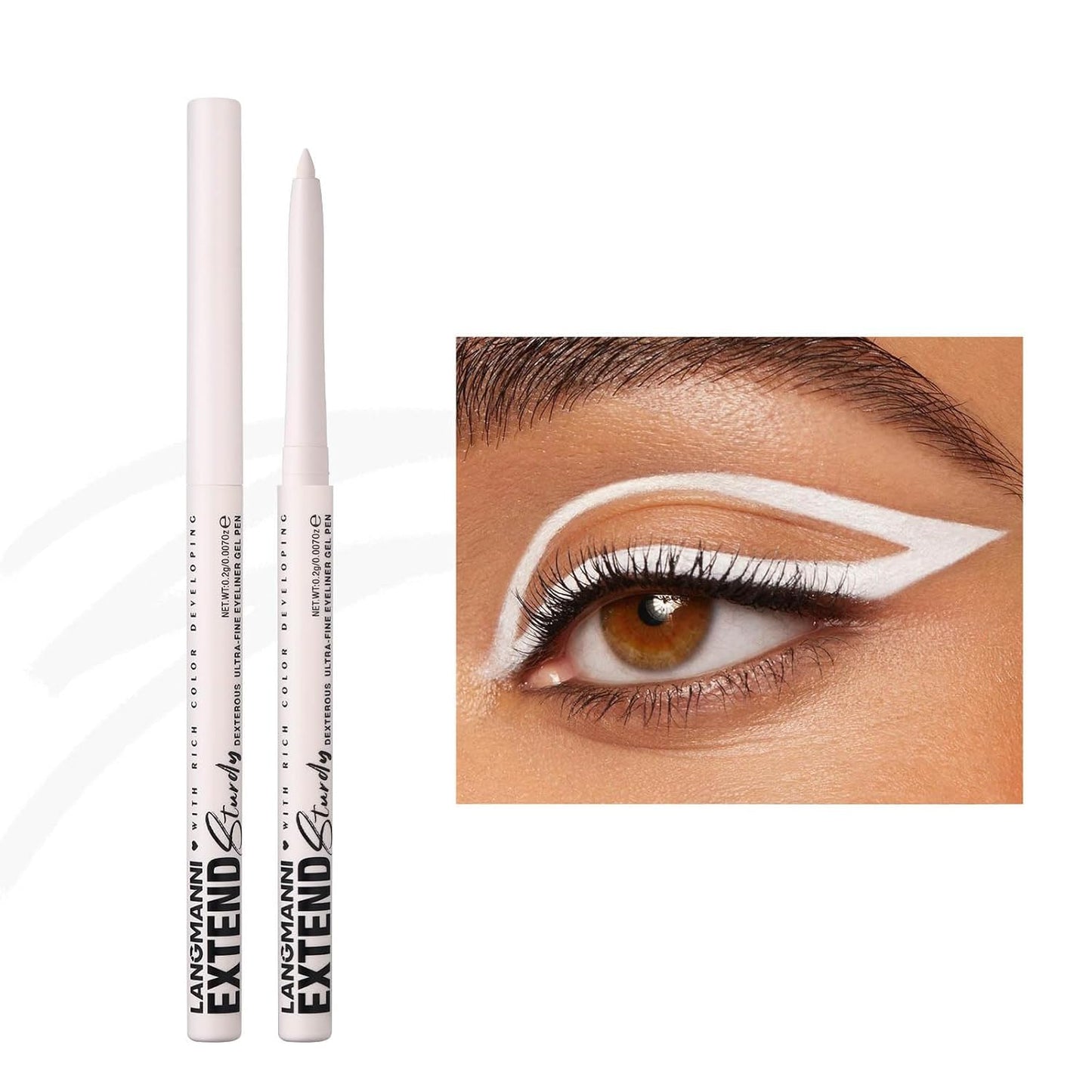 White Pencil Eyeliner Waterproof Retractable Cream White Gel Eyeliner Smudge-proof Hypoallergenic (01#)