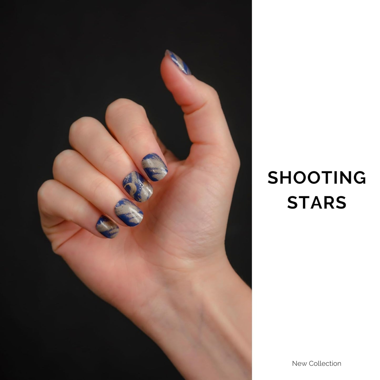 NAILOG Semi Cured Gel Nail Strips 34 pcs| Buy 2 Get 1 UV Lamp | Long Lasting Nail Polish Sticker Wraps with Glossy Gel Finish, Shooting Stars