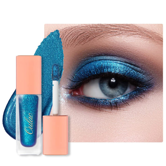 Oulac Blue Liquid Glitter Eyeshadow Liquid Shimmer Eyeshadow Liquid Eyeliner Non-sticky One-Swipe Coverage with Quick-Drying Crease-resistant Formula.Vegan & Cruelty-Free.(10)