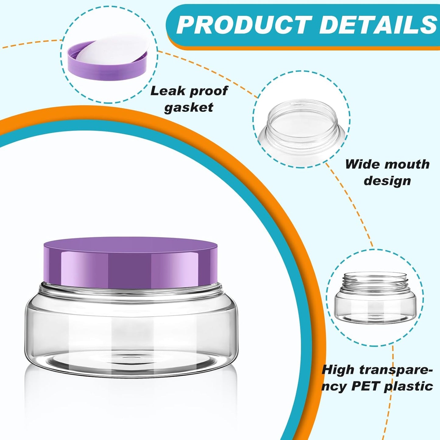 Tessco 24 Pack Plastic Jars with Lids Labels Empty Clear Plastic Jars Round Refillable Cosmetic Containers Body Butter Containers Bulk Sugar Scrub Bottle for Make Up(5 oz,Multicolor)