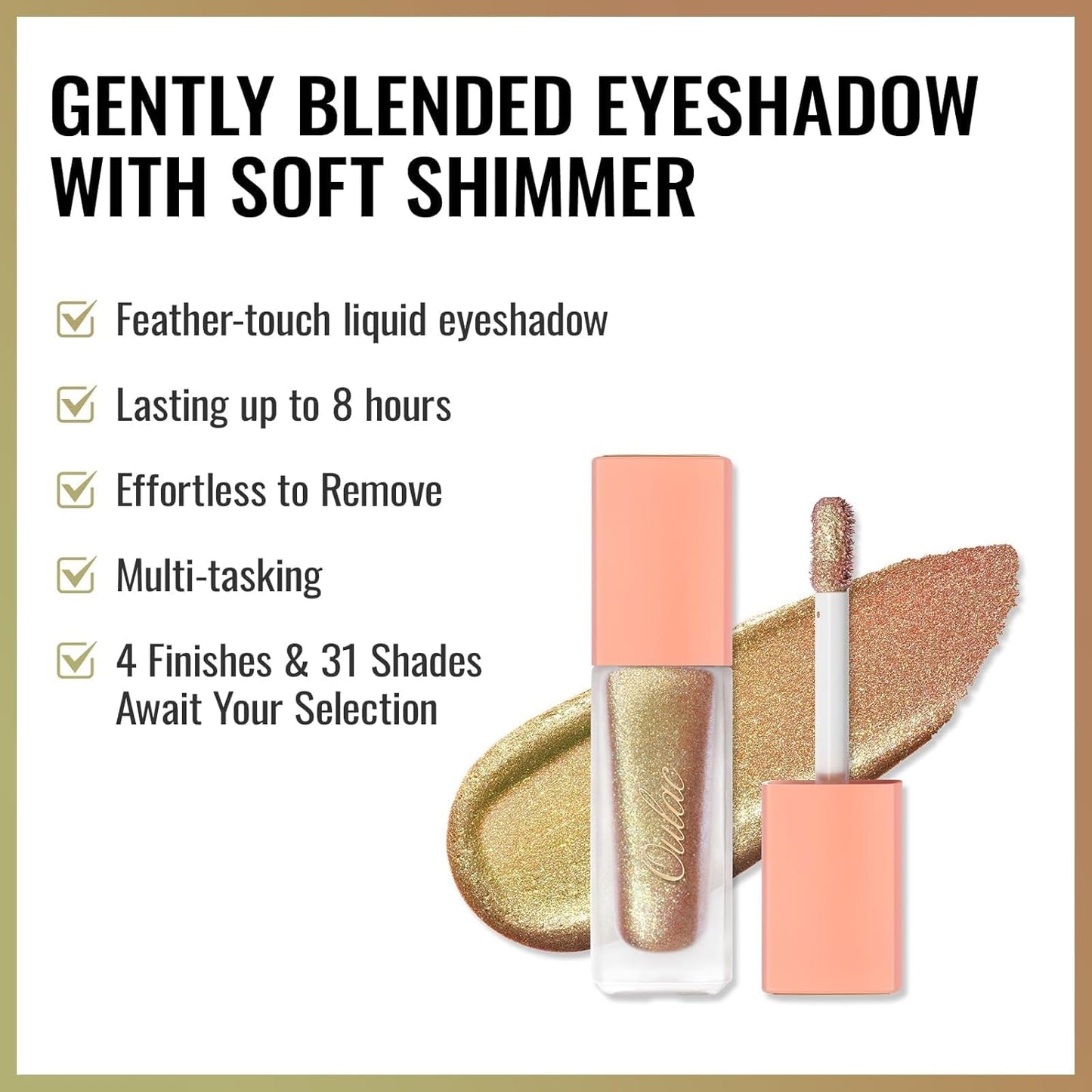 Oulac Eyeshadow Liquid Eyeshadow Multi-Usage Liquid Glitter Eyeshadow&Eyeliner Highly Pigmented, One-Swipe Coverage Long Lasting with No Creasing Formula Vegan&Cruelty-Free