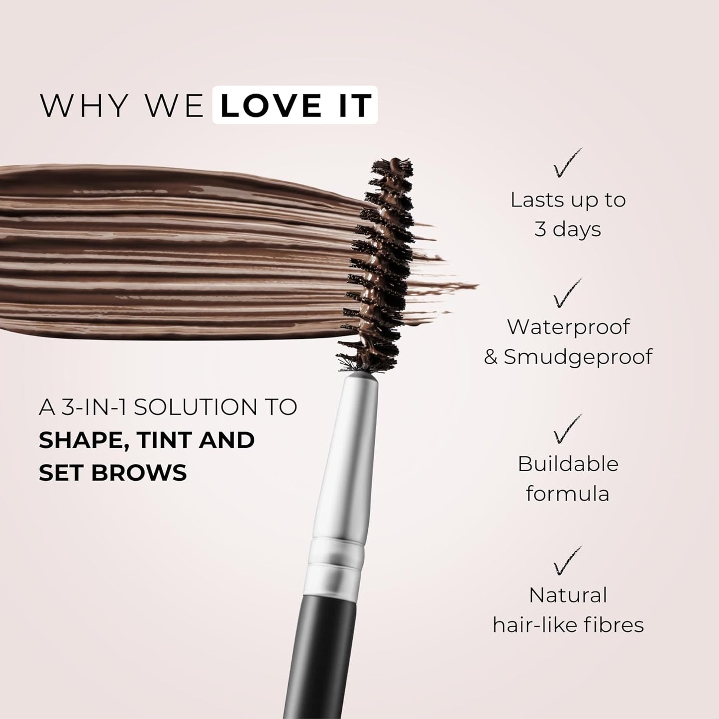 WUNDERBROW Eyebrow Gel, Waterproof, Smudgeproof, Lasts for Days, Shade: Black/Brown, Vegan and Cruelty-Free