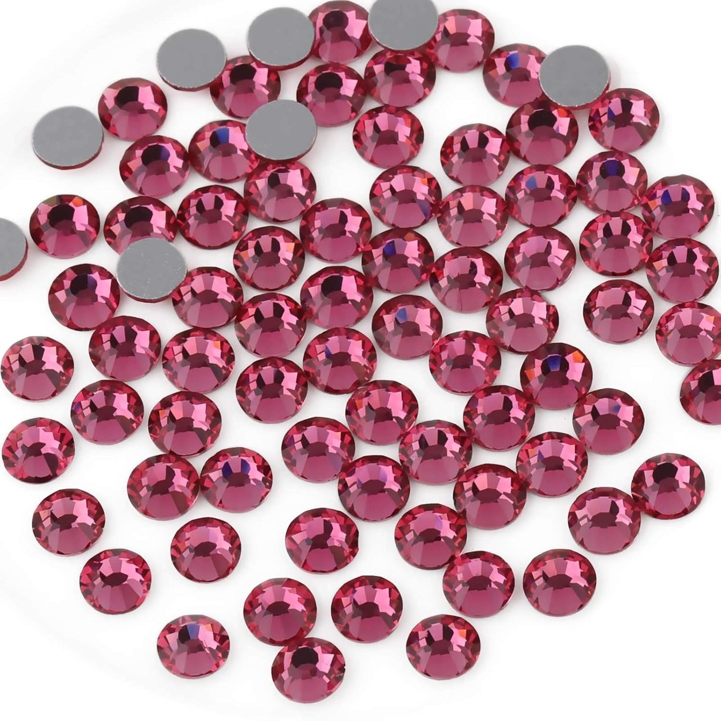 beadsland Flat Back Crystal Rhinestones Round Gems for Nail Art and Craft Glue Fix,Rose (6.4-6.6mm) SS30/288pcs