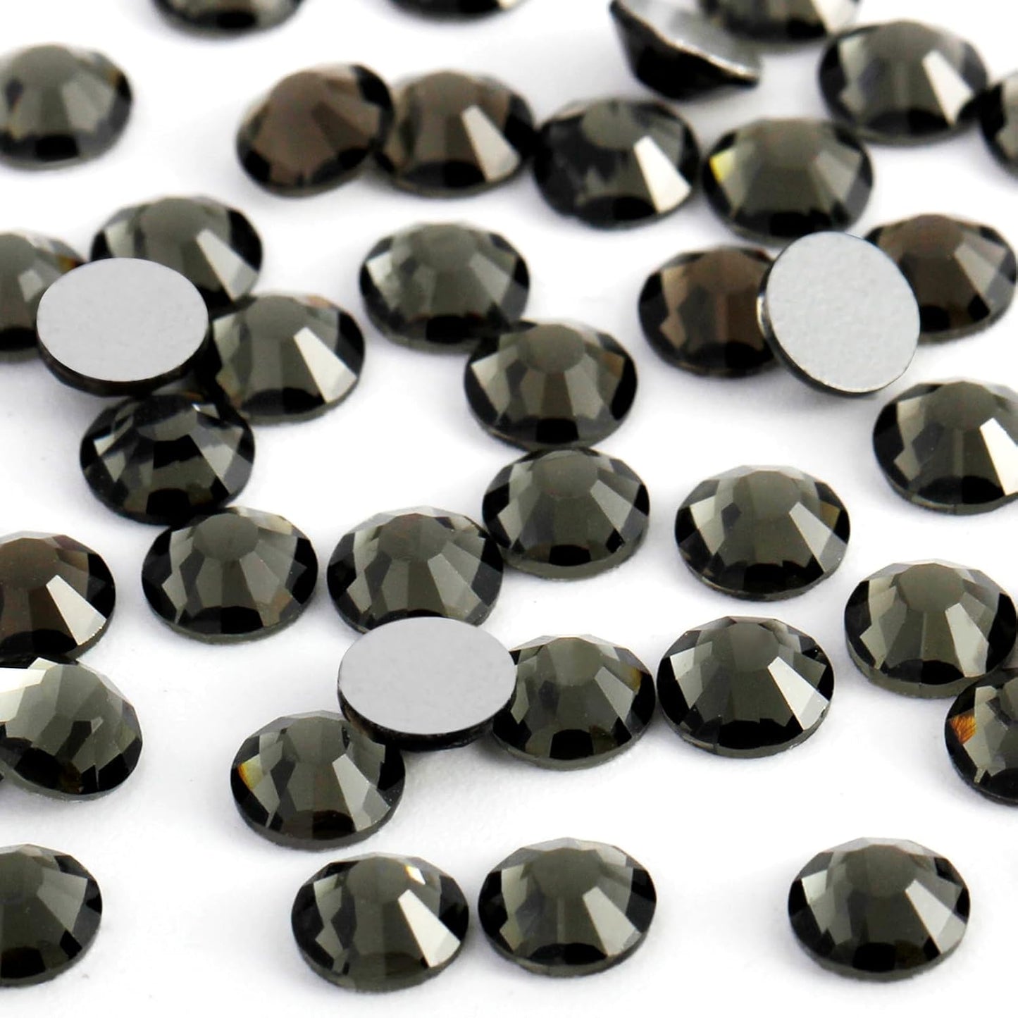 2000PCS SS20 Flatback Rhinestones | 12-Facet Diamond-Cut Glass Gems for Nail Art, Clothing, DIY Crafts |Glue-On Decoration Stones with Silver Backing(Black Diamond)