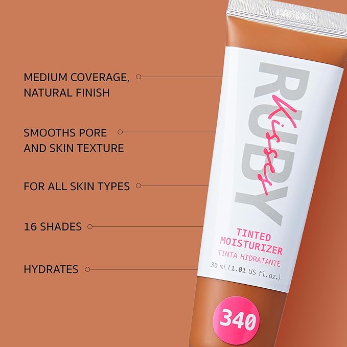 Ruby Kisses Tinted Moisturizer, Hydration, Calm & Revitalize Skin, Skin Perfecting, Blur Pores & Fine Lines, Natural Finish & All-Day Comfort Wear (Caramel)