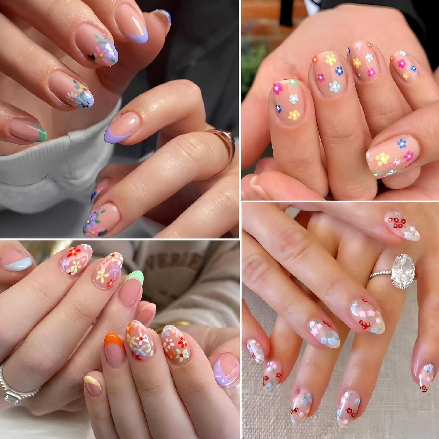Colorful Cute Daisy, Floral, Heart, Flower Nail Art Stickers Decals, 3D Self Adhesive Supplies, Design Decoration Accessories for Women and Girls, 30 Sheets