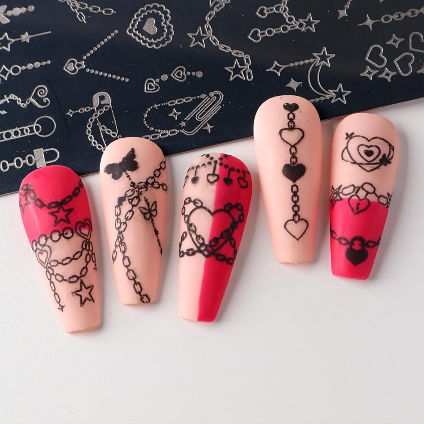 Valentine Nail Art Stamping Plate Kit,Love Heart Butterfly Flower Cat Design Stamp Templates,Love Words Stamp Templates Kit,Valentines Romantic Metal Nail Plates for DIY Printing Decor 4Pcs