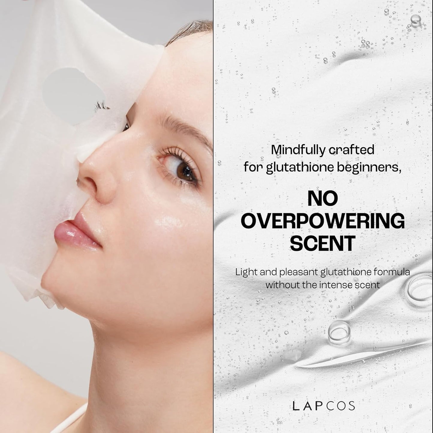 LAPCOS Glutathione Radiance Rescue Mask - Korean Skin Care Mask w/Glutathione, Niacinamide & Peptides - Hydrating Face Masks Spa Gifts for Women - Revitalizing & Firming Face Mask (5 Count, 0.91 oz)