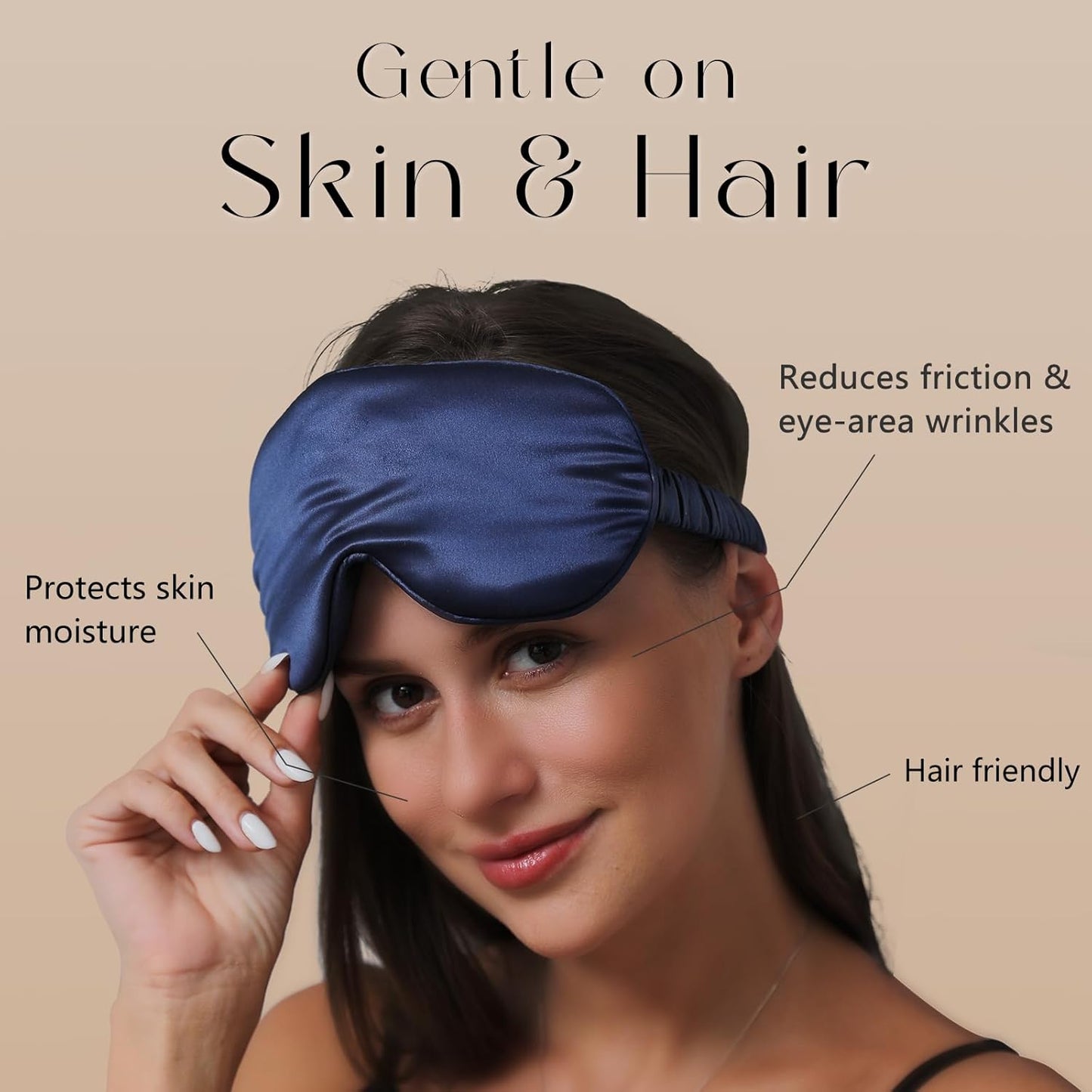 ZIMASILK Adjustable 22 Momme 100% Mulberry Silk Sleep Mask, Upgraded 3D Contoured Cup Eye Mask for Sleeping, Super Soft & Breathable Blindfold, Blackout for Deep Sleeping (Navy Blue)