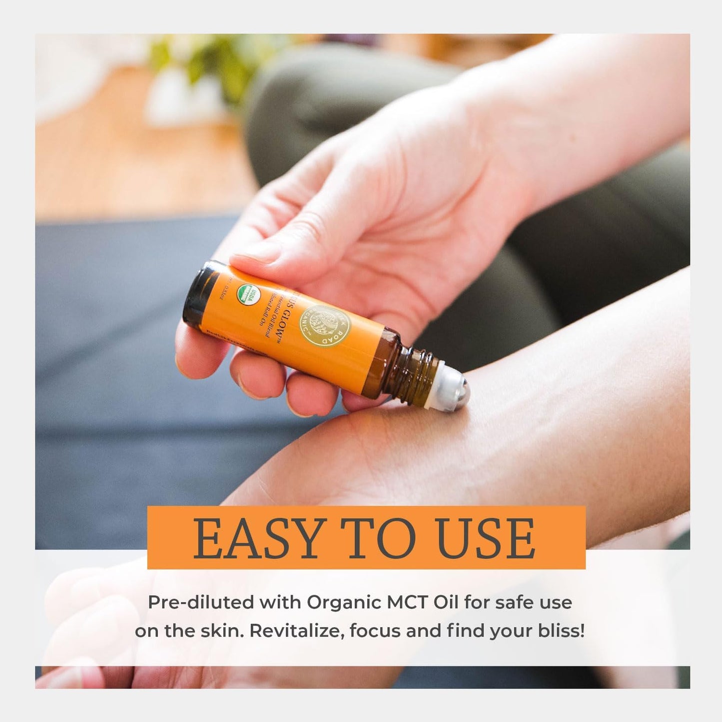 Silk Road Organic Citrus Glow Essential Oil Revive Blend Roll On, 100% Pure USDA Certified Citrus & Vanilla - Uplifting, & Energizing - 10 ml Roller - Always Pure, Always Organic