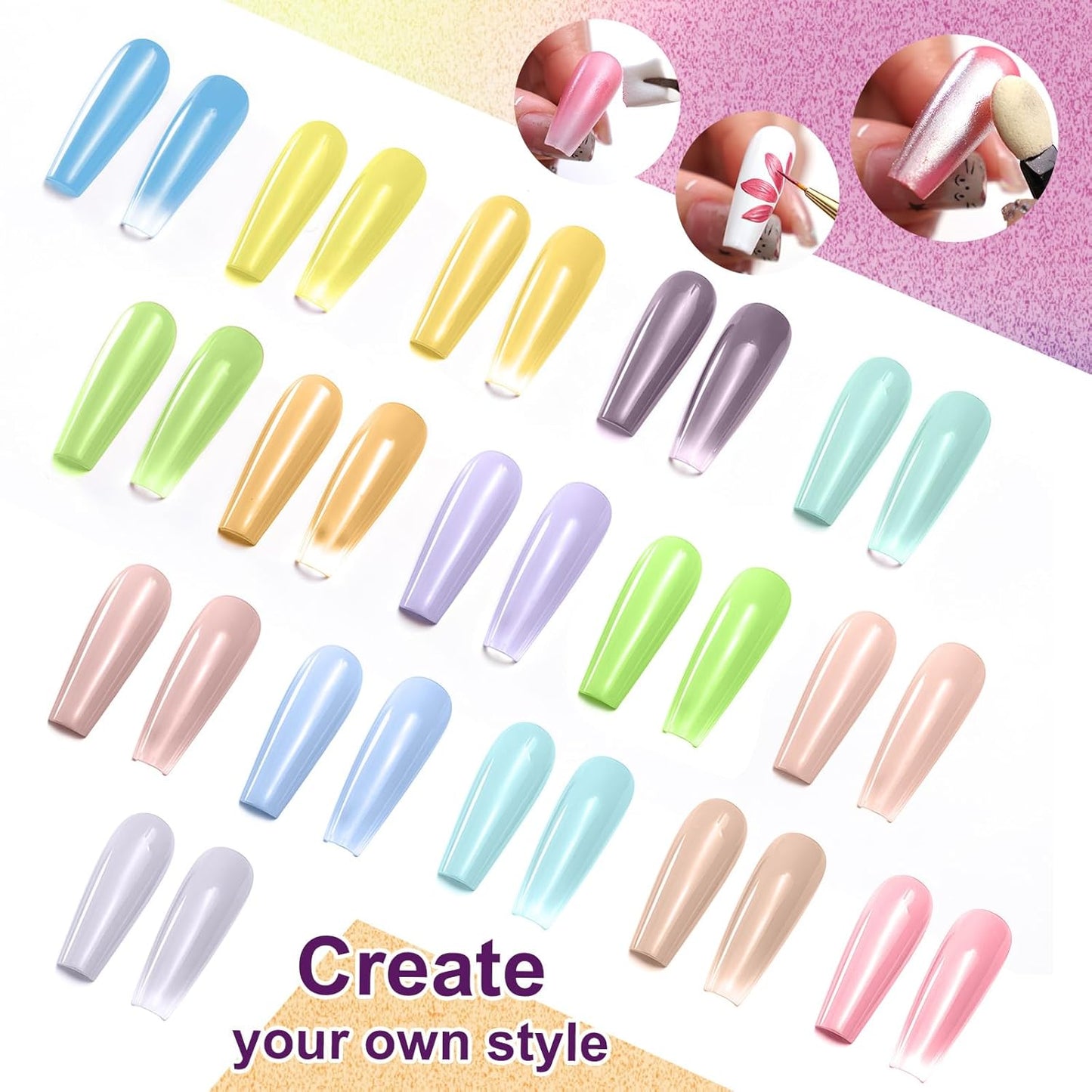 Gradient Painting Gel, 16 Colors Ombre Gel Nail Polish with 100Pcs Nail Sponges &Tweezers for Pigmented Pat Aura Nails French Manicure Soak Off UV Long-lasting Palette Cloud Fluff