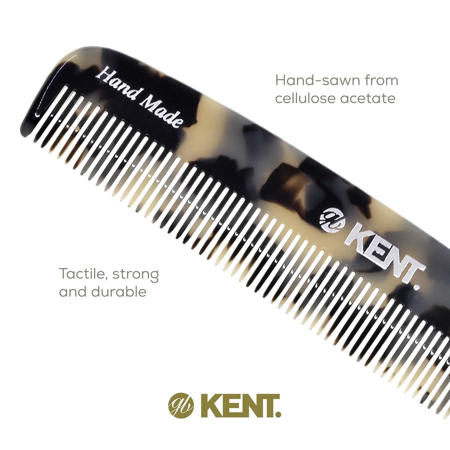 Kent 7T TW All Fine Tooth Pocket Comb for Men - Handmade Hair and Beard Travel Comb for Everyday Grooming and Styling - Saw Cut and Hand Polished for Wet, Dry, Fine or Thinning Hair