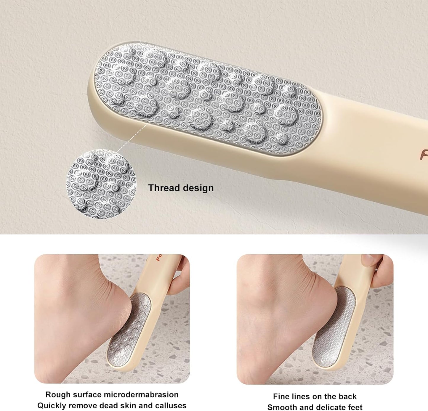 Double-Sided Stainless Steel Foot File & Callus Remover, Professional Pedicure Tool for Dry & Wet Feet, Hard Skin & Corn Remover with Threaded Design, Orange