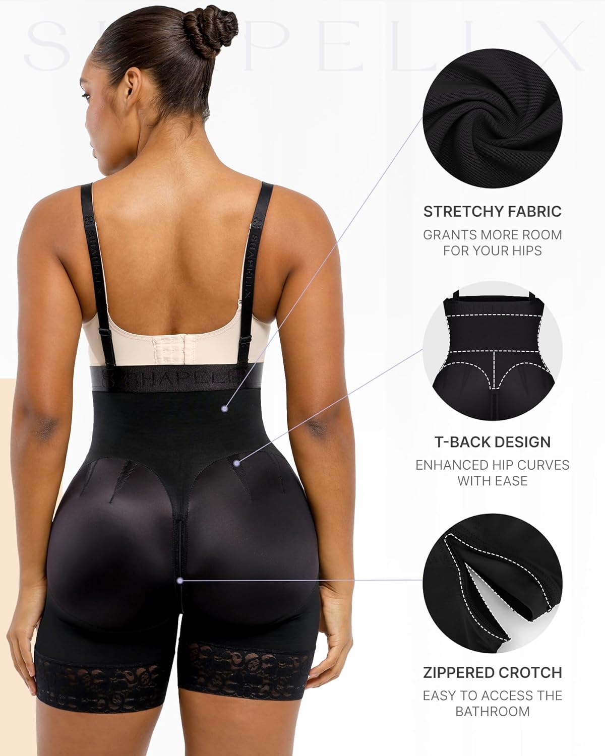 SHAPELLX Shapewear Tummy Control Fajas Colombianas Body Shaper for Women Butt Lift Bodysuit