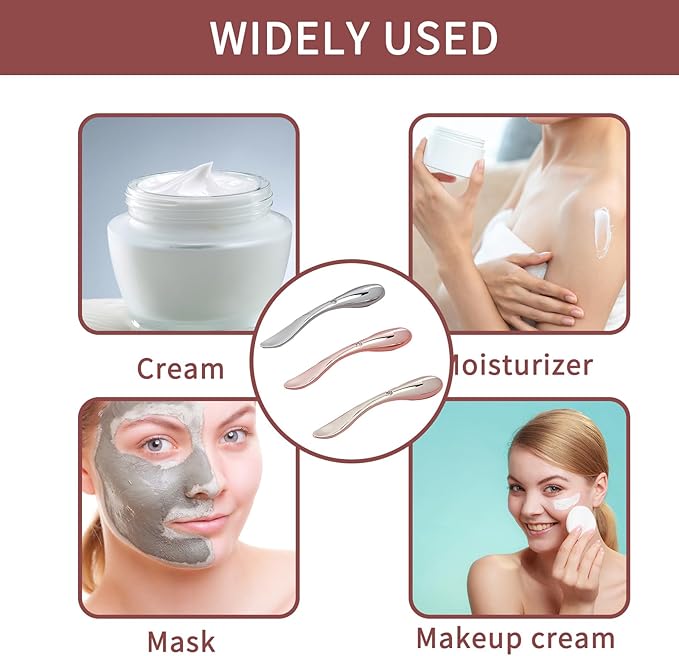 NIIIYTYB3 Pcs Eye Cream Applicator Tool Metal Eye Massager Wand 2 in 1 Zinc Alloy Roller for Under Eye Face Applicator Moisturizer Wand Stick with Spatula Mini Skincare Cosmetic Spatulas