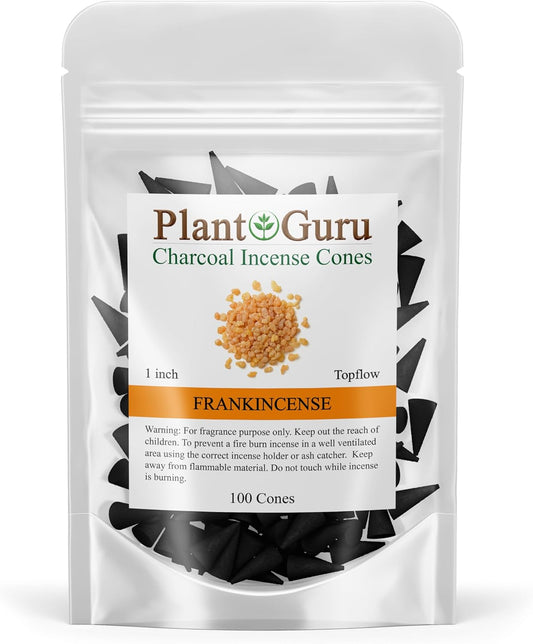 Frankincense Charcoal Incense Cones 1" TOPFLOW - 100 Pack Bulk - Natural Scented Cones Handmade Hand Dipped