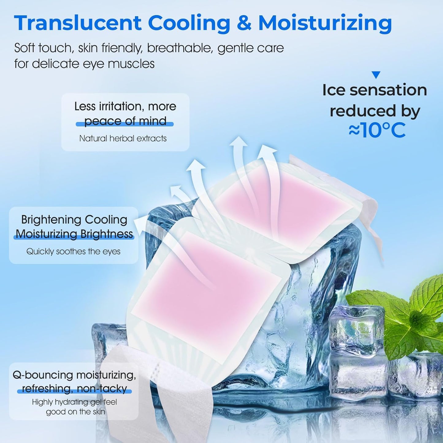 Hydrogel Self Cooling Eye Mask,Cold Eye Mask for Puffy & Burning Eyes,Cold Compress for Fast Relief with Fatigue and Headaches, Individually Wrapped Cool Care Travel Essentials,32 Packs