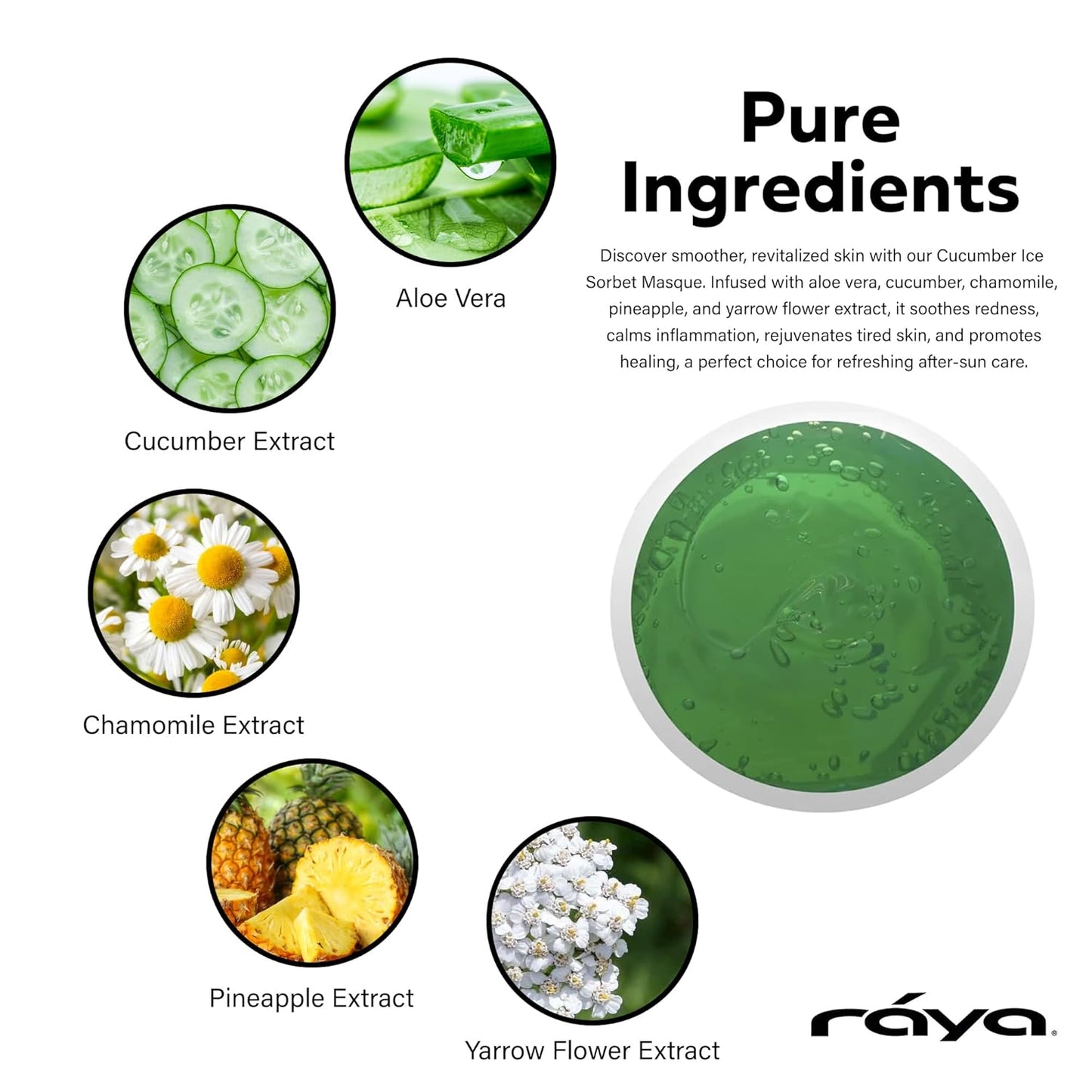 Raya Cucumber Ice Sorbet Masque (608) | Cooling Facial Gel Mask & Soothing Cucumber Extract, for Hydrating, Calming, Revitalizing & Refreshing All Skin Types, Great for Post-Sun Treatment - 120 ml