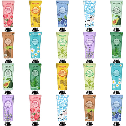 20 Pack Mini Body Lotion Gift Bulk for Dry Skin,Travel Size Small Body Cream With Shea Butter Natural Fragrance Moisturizing Body Lotion for Women Men,Stocking Stuffers Christmas Thank You Gift