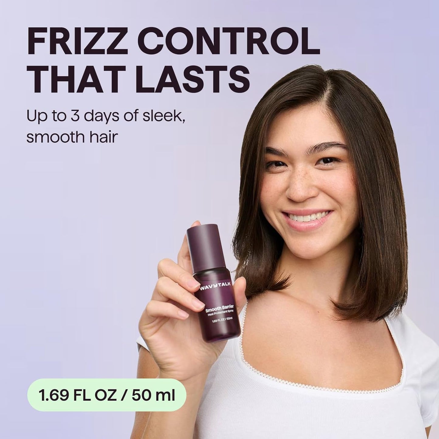 wavytalk Smooth Barrier Heat Protectant Spray for Hair, Thermal Protection Spray for All Hair Tools to Smooth&Hydrate, Up to 450℉ Protection, Damage Repair&Frizz Control, 1.69 Fl Oz