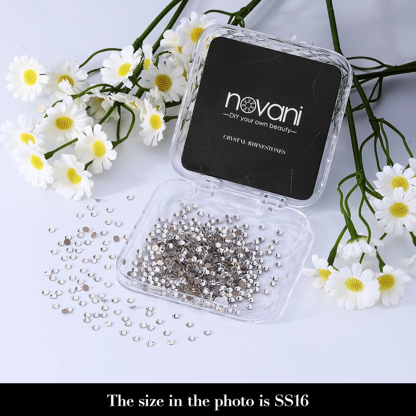 Novani 720pcs Clear Rhinestones Flat Back Round Rhinestone Style 2088 Sparkly Crystal Gemstones for Nail Art and Crafting,S16(3.8-4.0mm