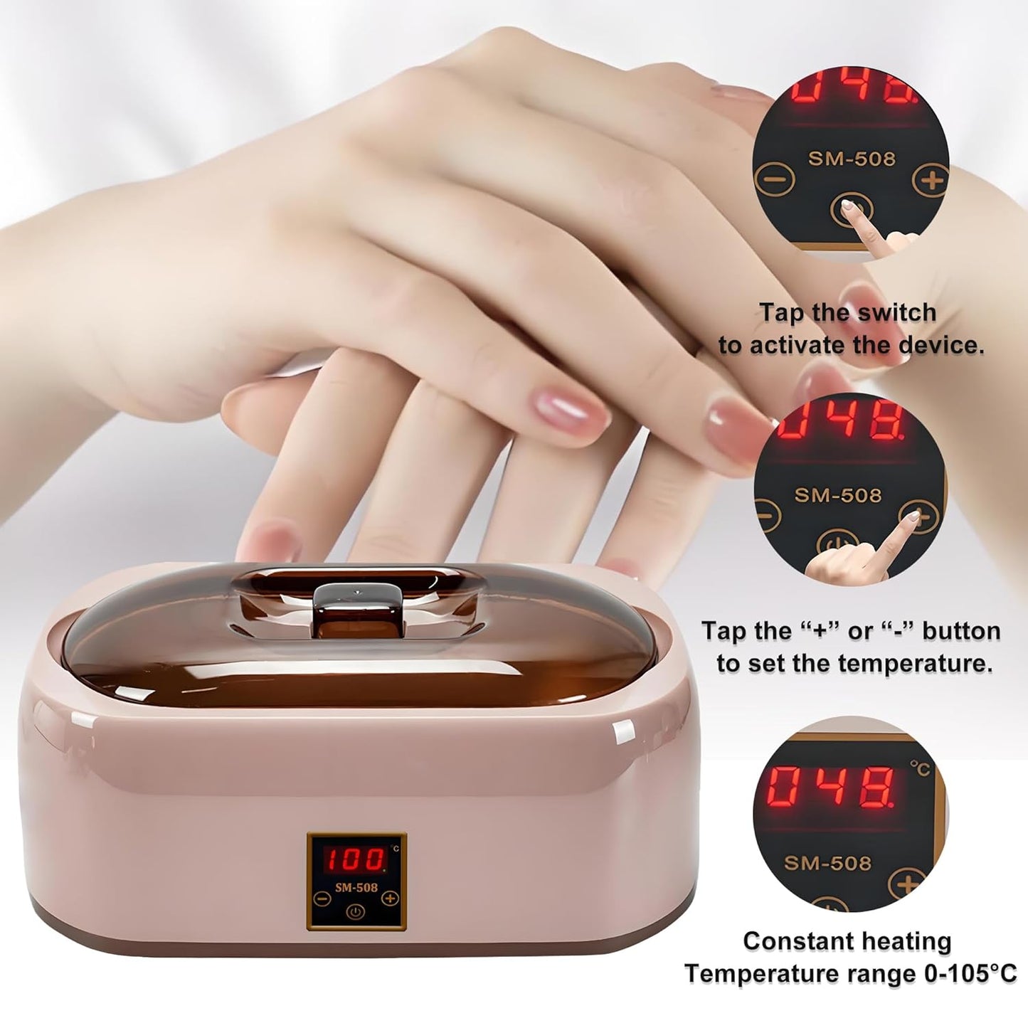 Paraffin Wax Machine for Hand and Feet - Rapid Wax Melting, Intelligent Temperature Control, Hydrating & Moisturizing Spa Treatment at Home (Pink)