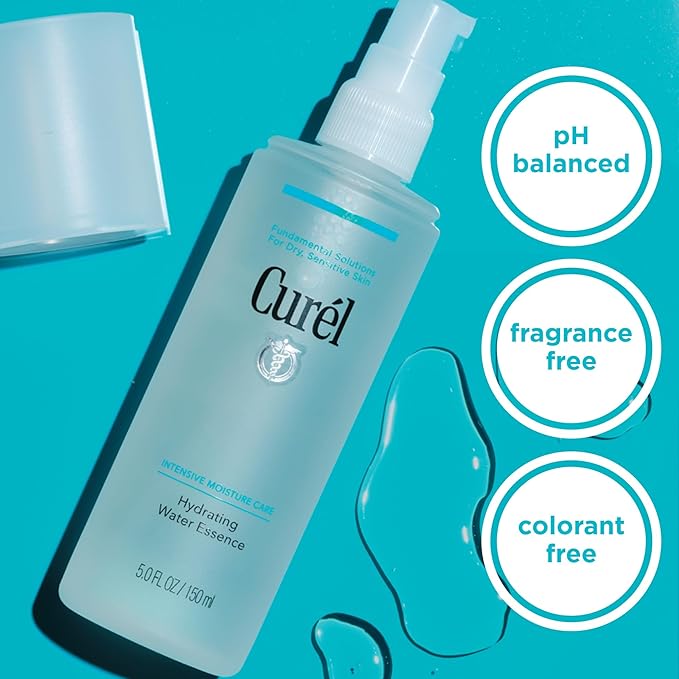 Curel Japanese Skin Care Hydrating Water Essence Toner, Water Based Face Moisturizer for Dry Skin, Serum for Face, 5 Oz