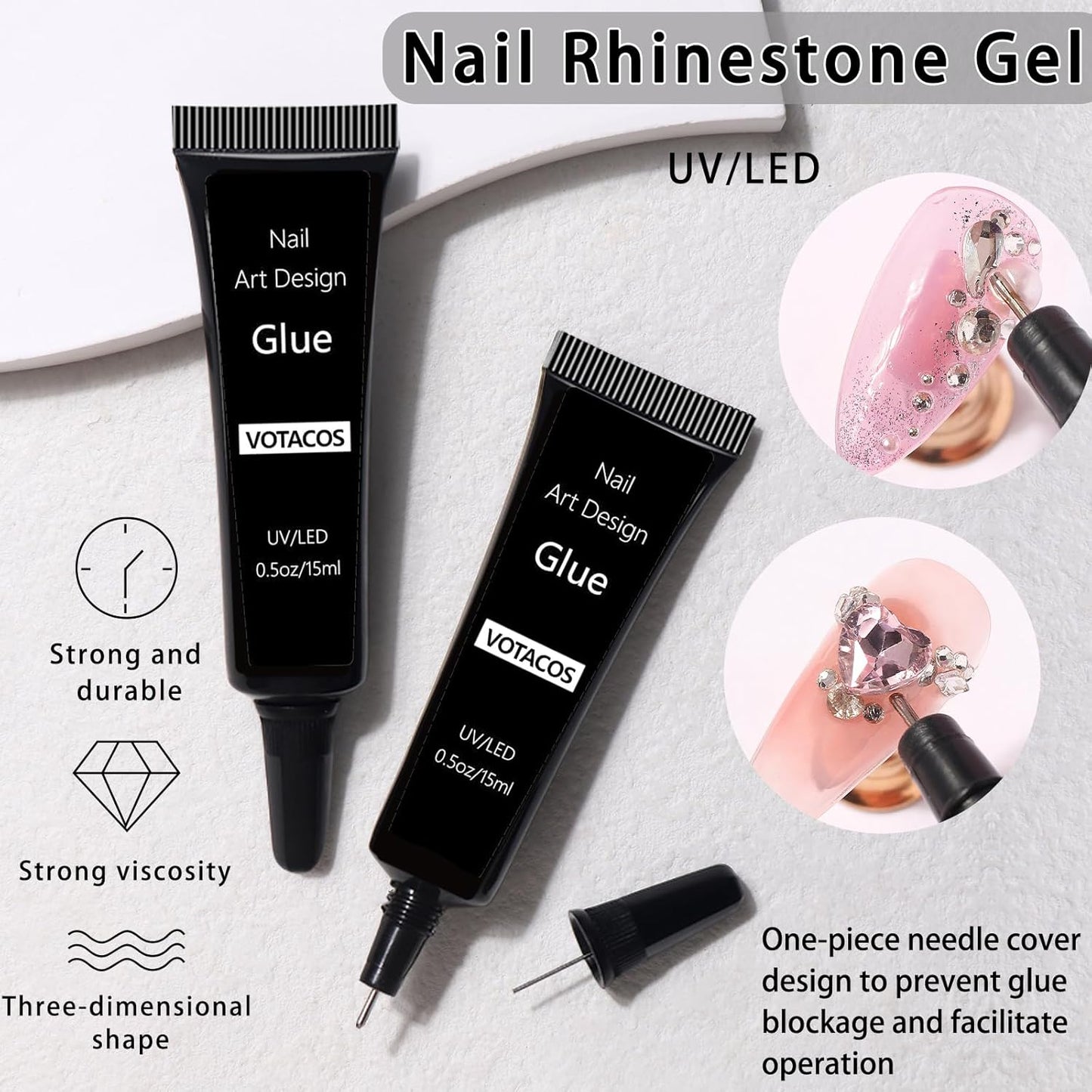 Nail Art Rhinestones with Glue Gel Flatback Nail Charms Luxurious Supplies Accessories Champagne Nails Gems Jewelry for Women Nails DIY Design Decoration,Black