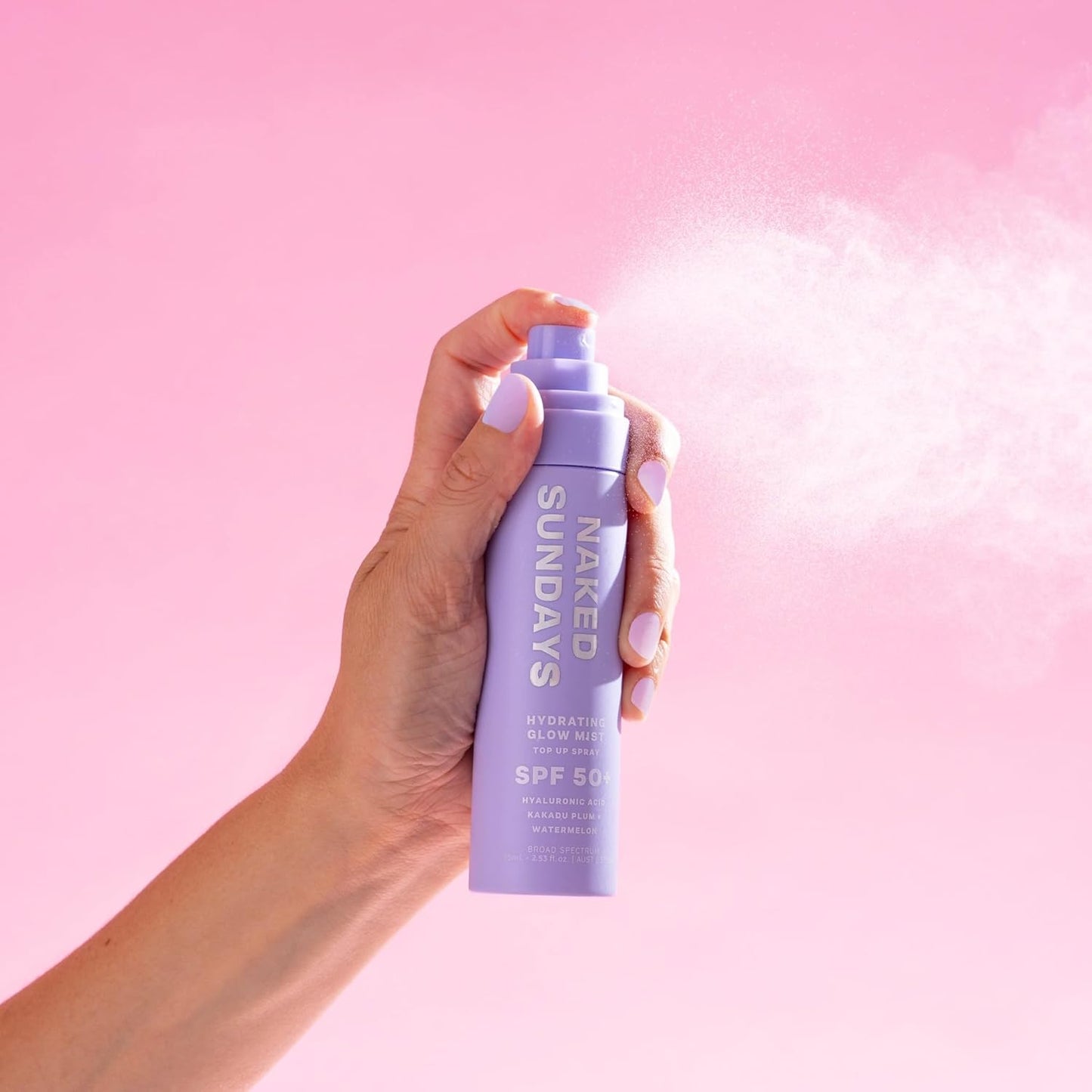 Naked Sundays SPF 50 Hydrating Glow Mist SPF Setting Spray and Face Sunscreen, Lightweight & Non-Greasy, Hydrating Ultra-Fine Mist with Hyaluronic Acid for All Skin Types, Makeup-Friendly - 2 pack