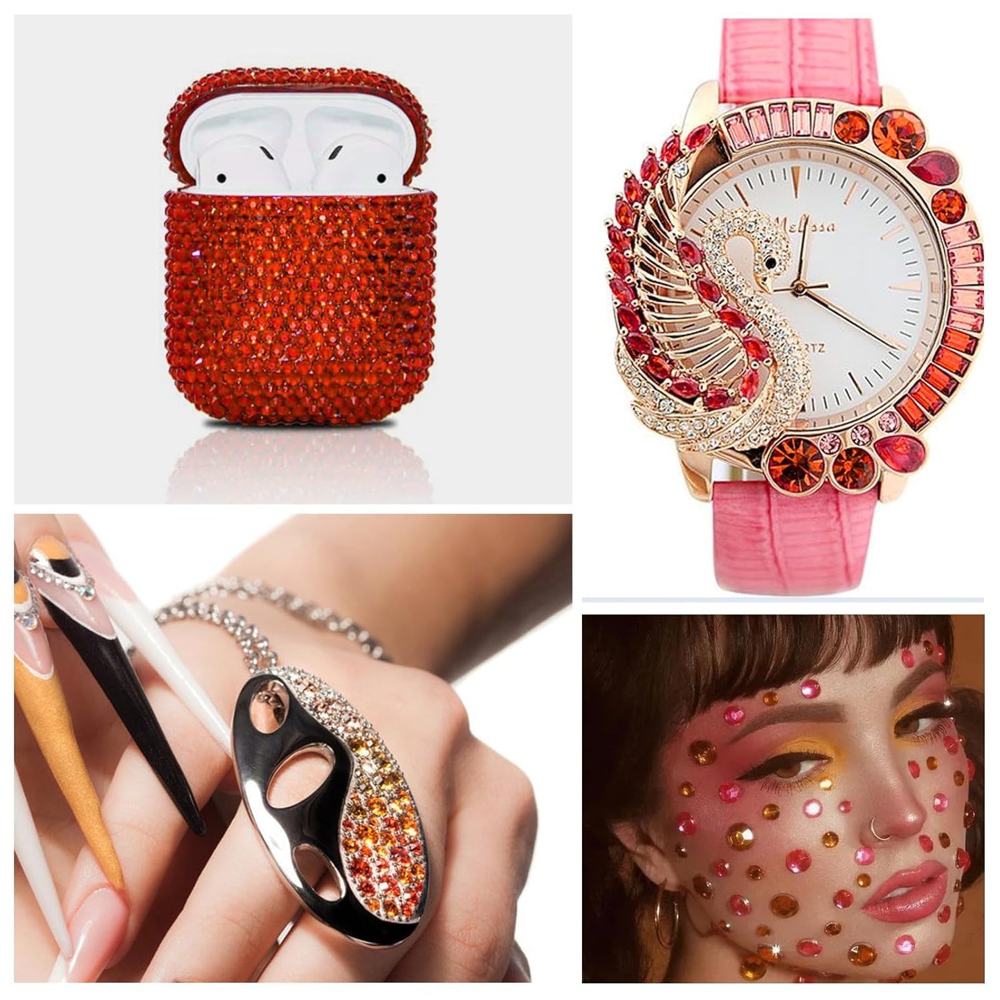 1440Pcs Orange Crystal Rhinestones,Glass Flatback Rhinestones Gemstones Small for Nail Face Makeup Art Crafts Clothes Decoration - (SS6,2.0mm,Orange)