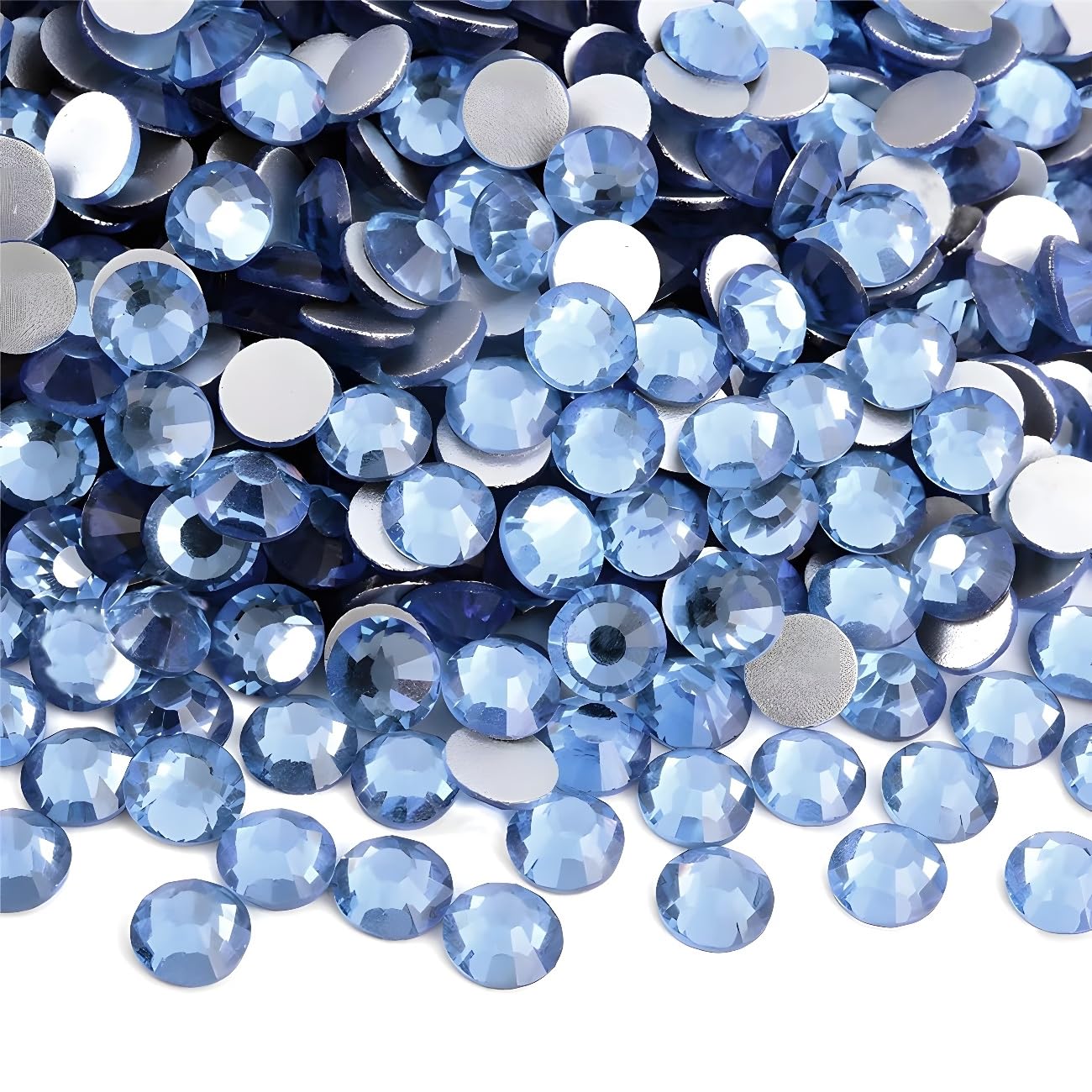 Flatback Rhinestones Round Gems for Nails Art and Crafts 4000Pcs SS12 3mm Glitter Crystals Stone DIY Bags Clothes Shoes (Light Blue)