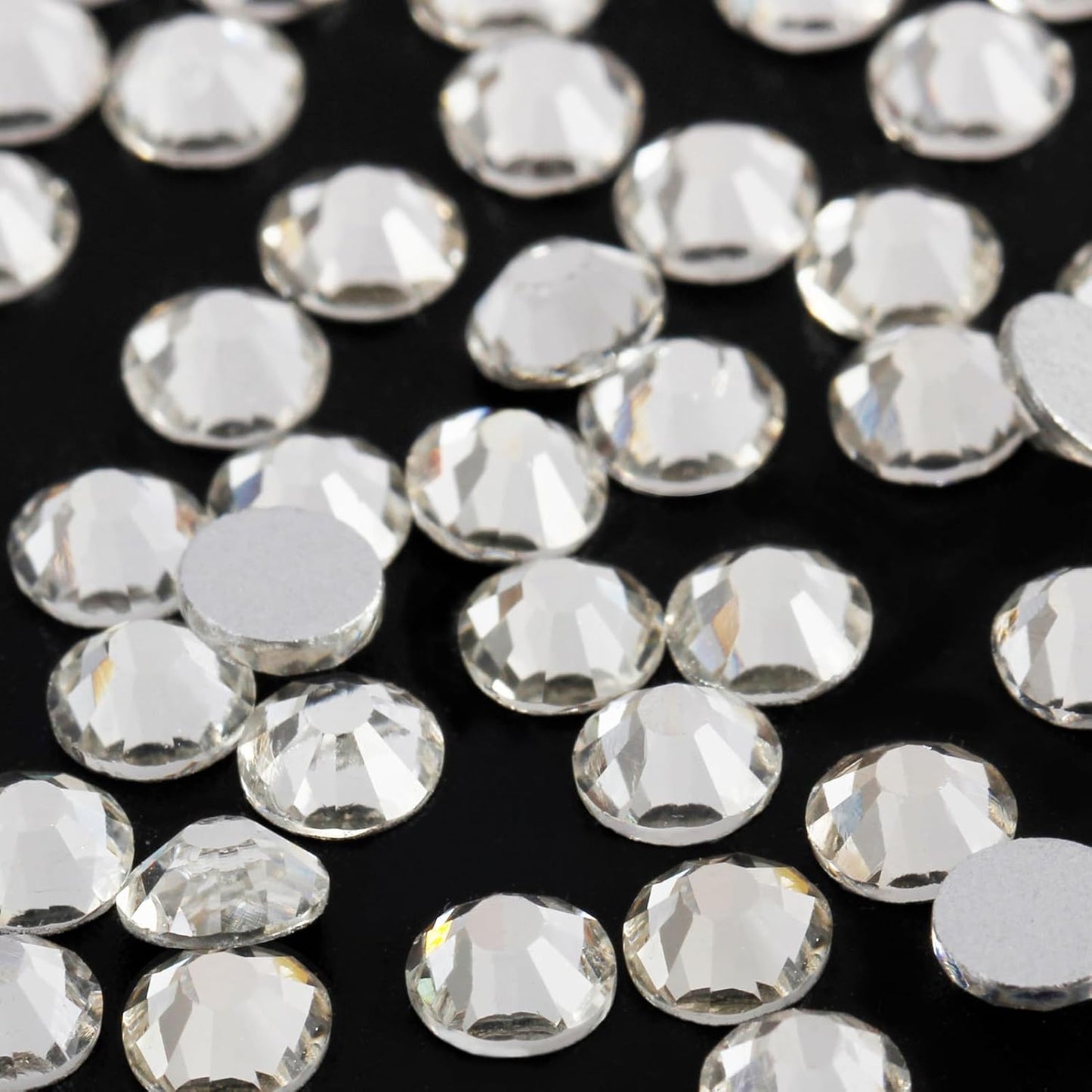 400PCS SS30 Flatback Rhinestones | 12-Facet Diamond-Cut Glass Gems for Nail Art, Clothing, DIY Crafts |Glue-On Decoration Stones with Silver Backing(Crystal)