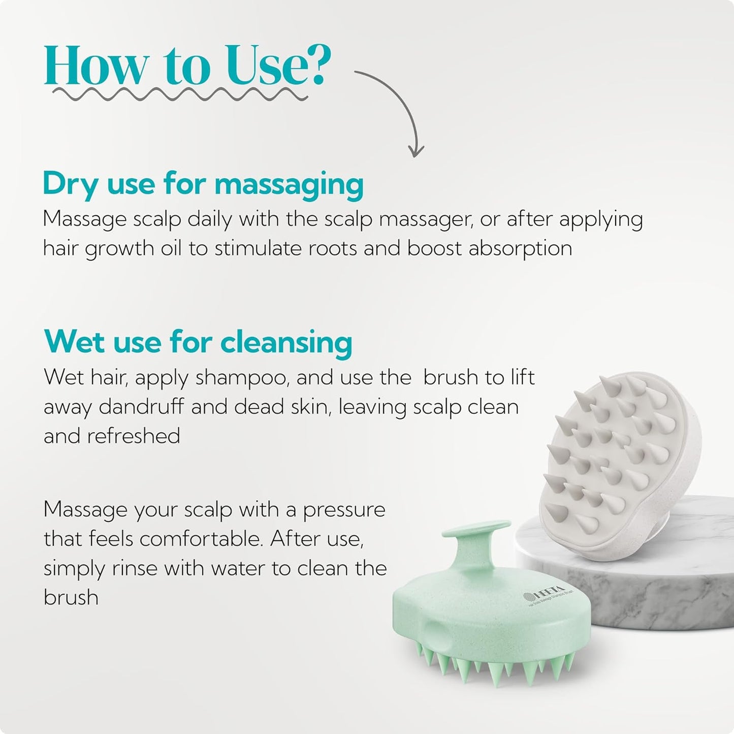 HEETA Scalp Massager 2 Pack for Hair Growth, Soft Silicone Bristles to Remove Dandruff and Relieve Itching, Scalp Scrubber for Hair Care Relax Scalp, Shampoo Brush for Wet Dry Hair, Beige & Green