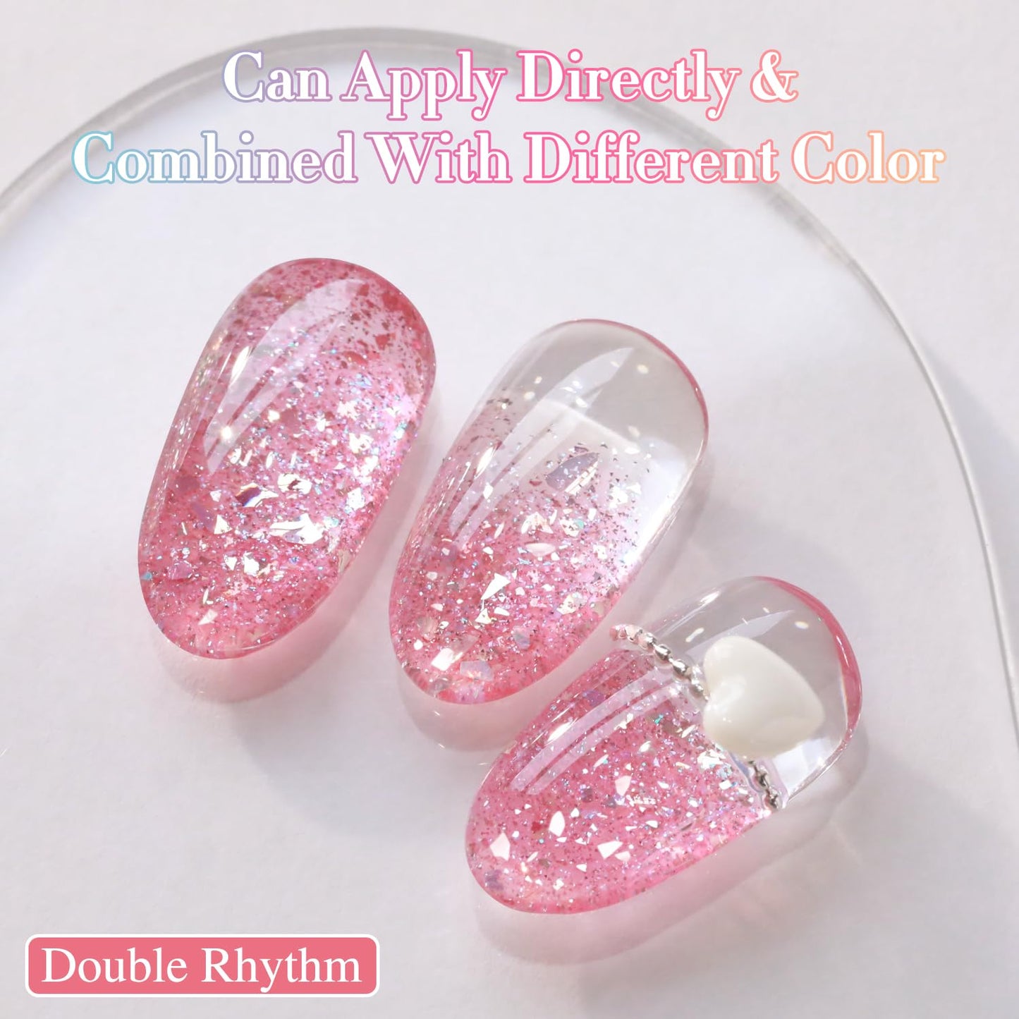 Double Rhythm 0.5Oz Glitter Gel Polish Shimmer Reflective Color for Nail Art Salon DIY Soak Off 15ml Nail Lamp Gel Polish at Home (Pastel Rose-B1164)