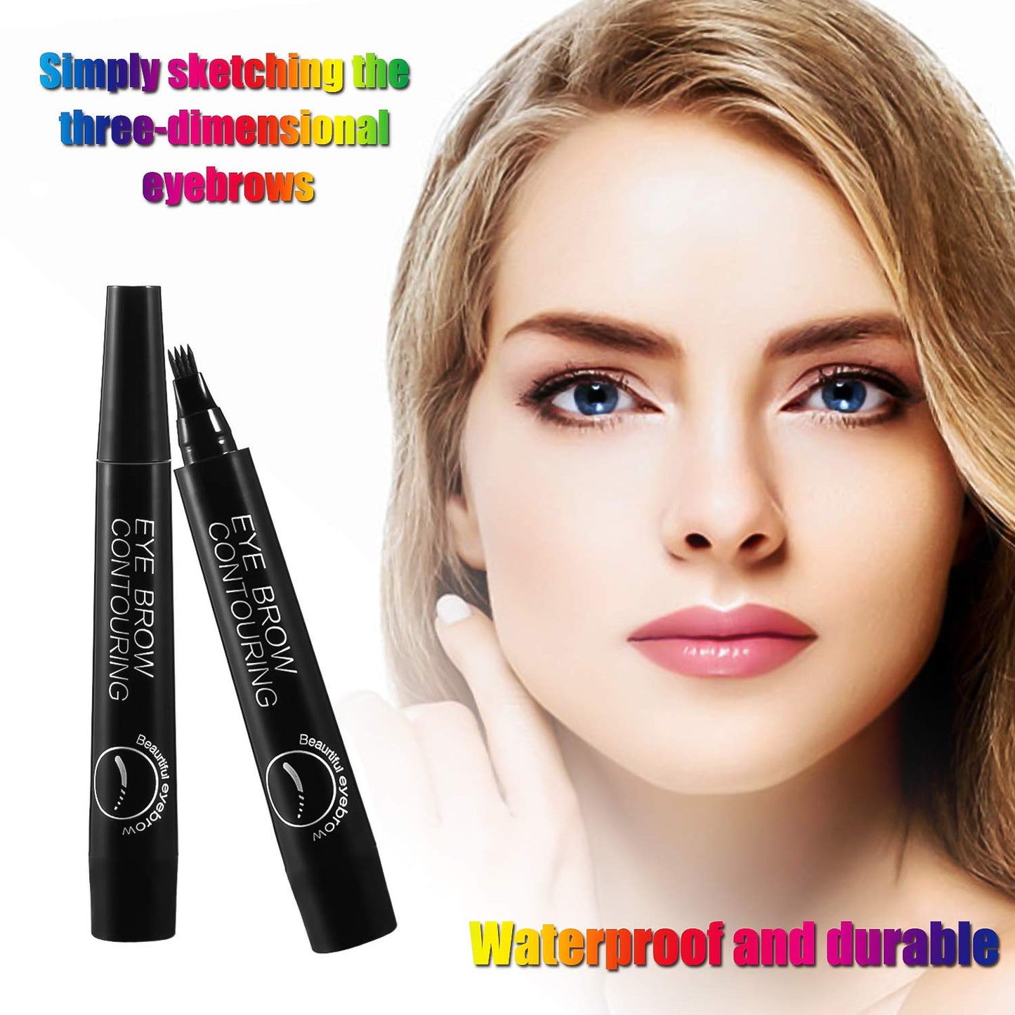 Liquid Eyebrow Pen, Waterproof Microblading Eyebrow Pencil with a Micro-Fork Tip Applicator, Creates Natural Looking Brows Effortlessly