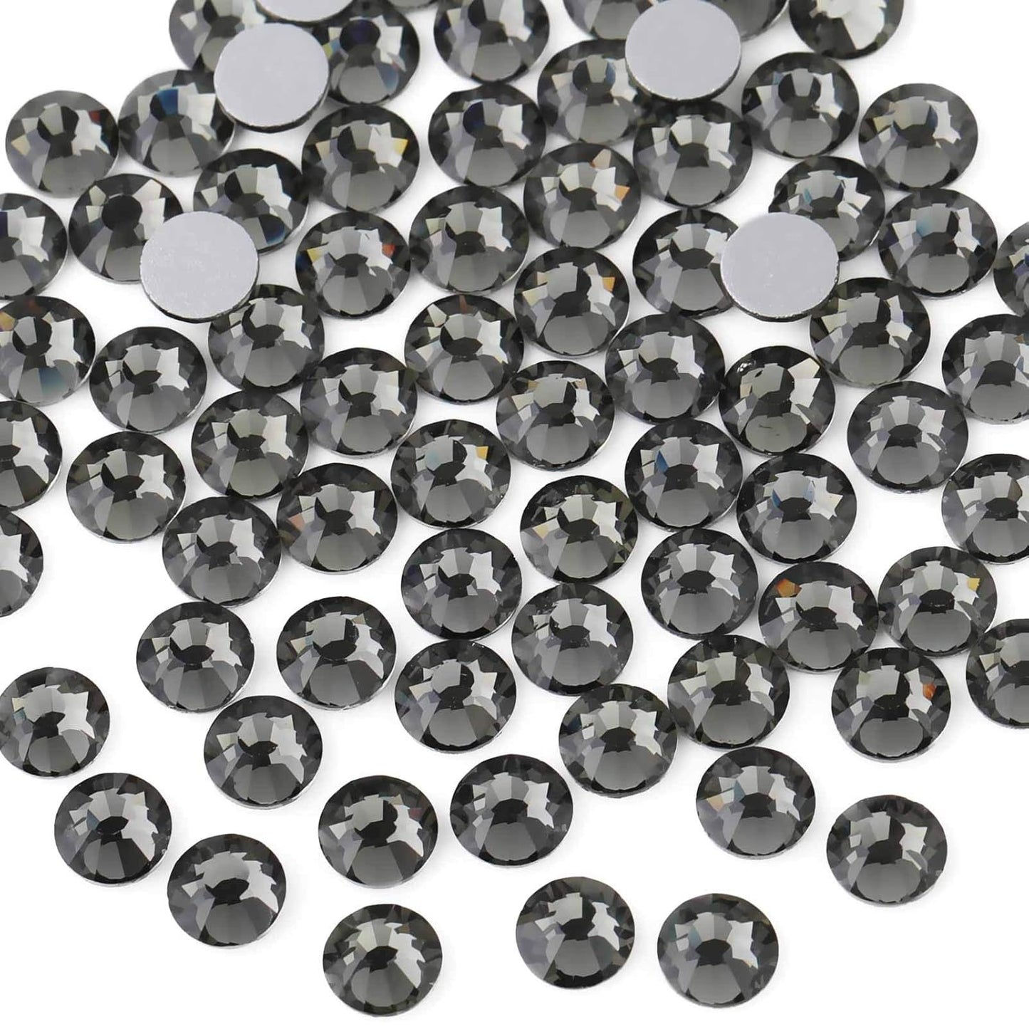 Beadsland 2880pcs Flat Back Crystal Rhinestones Round Gems for Nail Art and Craft Glue Fix,Black Diamond,SS4,1.5-1.7mm