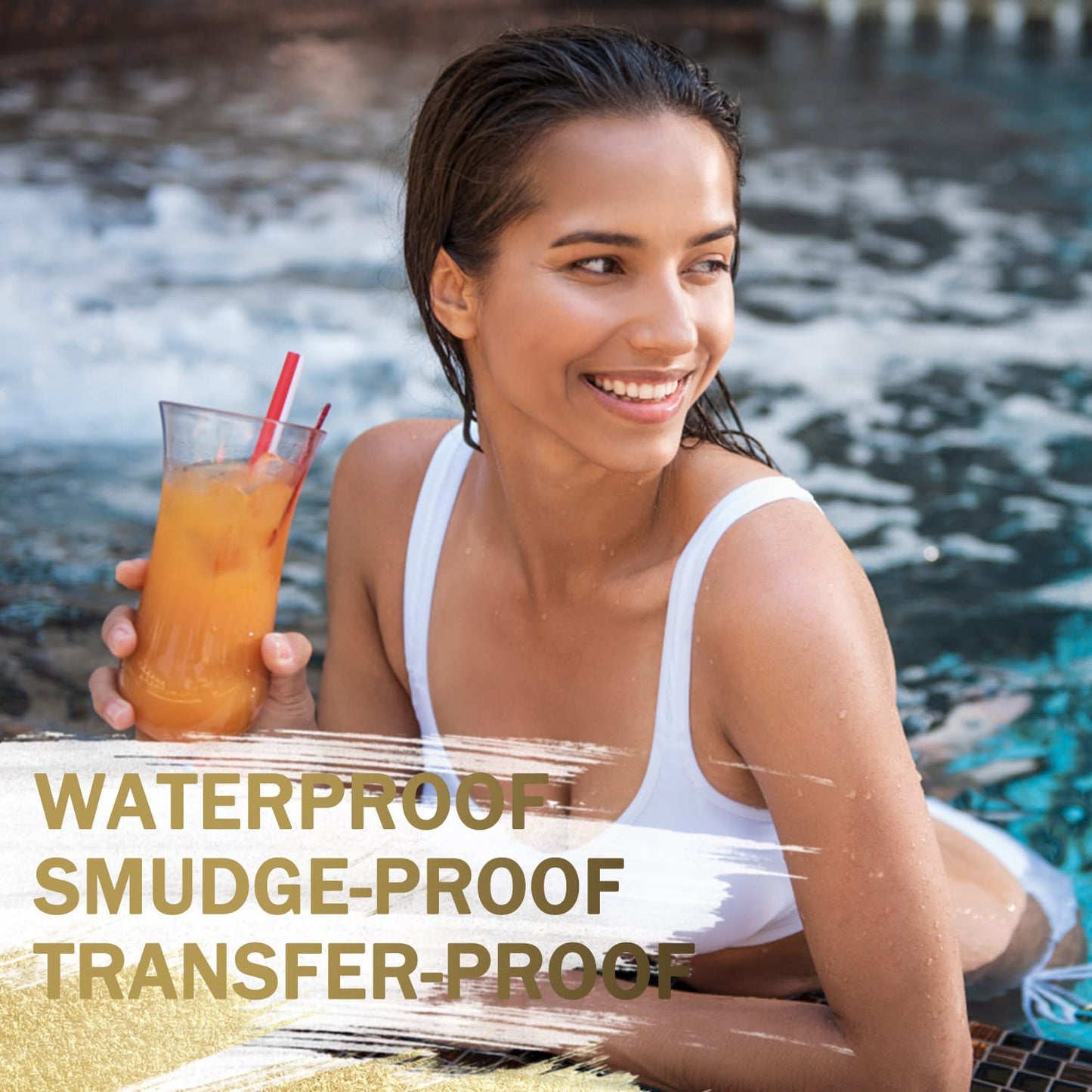 LAVONE Eyebrow Stamp Stencil Kit - Brow Stamp Trio with Waterproof Pencil, Pomade, 20 Stencils, Dual-ended Brush and Sponge Applicator - Brunette