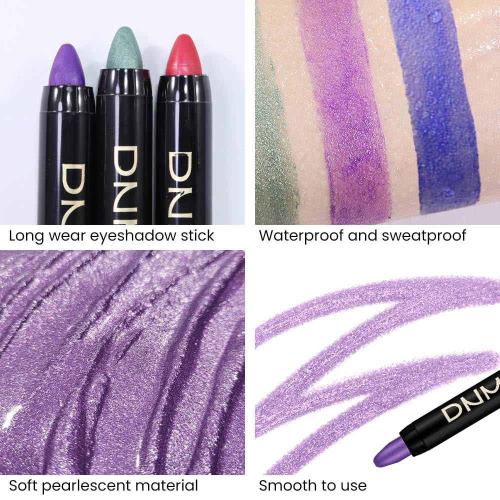Kaely 2Pcs Cream Eyeshadow Sticks Set for Eyes Waterproof,Blue Shimmer & Purple Shimmer Matte Eye shadow Stick Pencil Pen Bulk sombras en crema para ojos 32+33