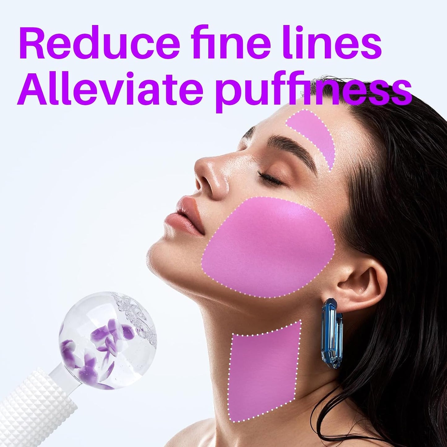 Ice Globes & Ice Roller for Face and Eyes - Facial Massage Tools for Skin Care, Reduce Wrinkles & Puffiness, Cooling Globes & Roller Ball for Glowing Skin 2PCS (Purple)